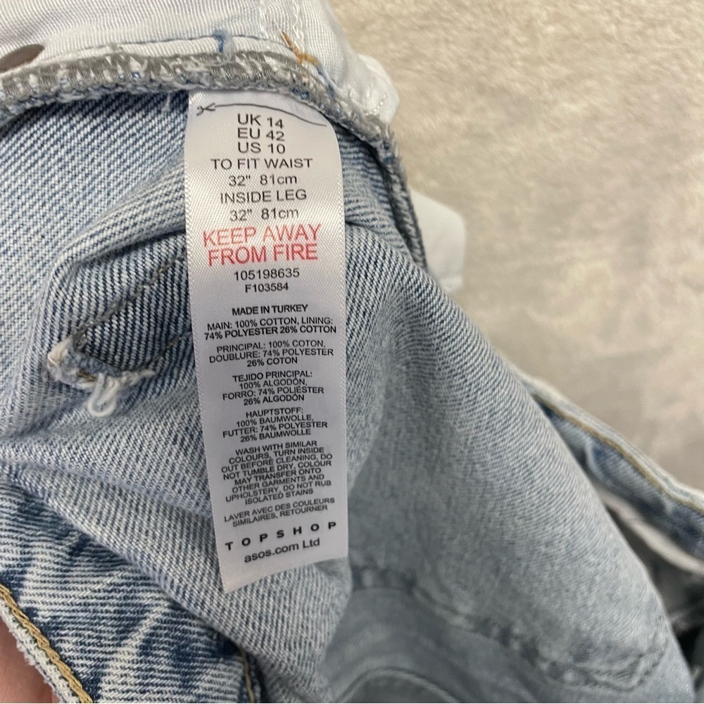 Topshop mom jeans distressed grunge women’s 32 - Picture 7 of 8